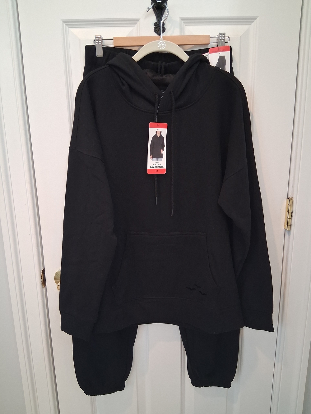 Lazypants Black Hooded Jogger Set — Women's Cozy Track Pants & Hoodie